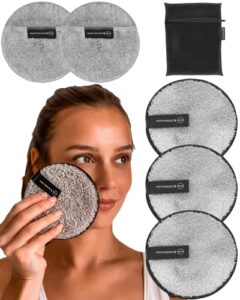 ogato reusable makeup remover pads -6pc reusable makeup remover cloths - reusable face pads, makeup eraser for all skin types - washable microfiber makeup remover face cloths - with free laundry bag