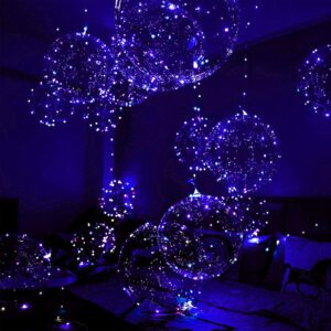 light up led balloons, 18 packs party balloon cell battery included inflated size 22 inches 3 modes flashing string lights clear balloon, for birthday wedding decorations (4 colors)