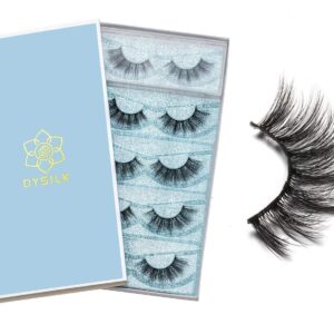 DYSILK Lashes False Eyelashes - Eye Lashes Mink Lashes 5 Pairs 6D Lashes Pack Fluffy Lashes Fake Eye Lashes Natural Look Wispy Eyelashes Strip Lash Faux False Eyelashes Extensions Kit | 001-15mm