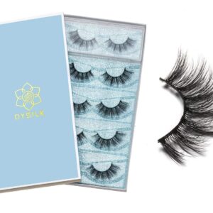 DYSILK Lashes False Eyelashes - Eye Lashes Mink Lashes 5 Pairs 6D Lashes Pack Fluffy Lashes Fake Eye Lashes Natural Look Wispy Eyelashes Strip Lash Faux False Eyelashes Extensions Kit | 001-15mm