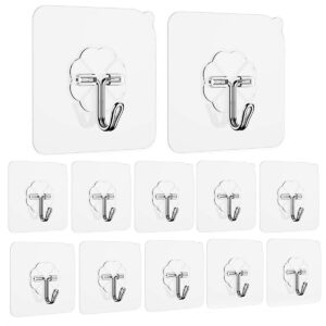 adhesive hooks utility hooks 44 lb/ 20 kg(max), heavy duty coat hooks waterproof and oilproof seamless hooks, reusable wall hook for bathroom kitchen
