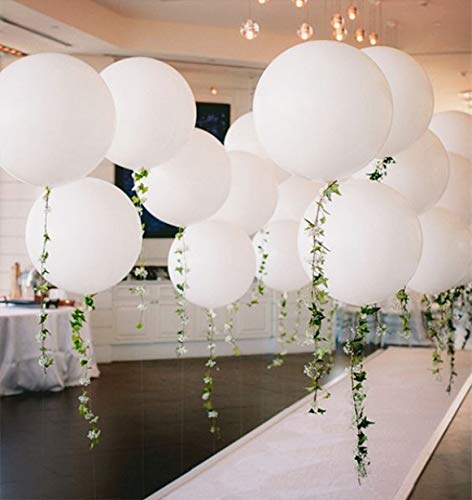 5PCS Big White Balloons Giant 36 Inch Large White Balloons Jumbo White Balloons for Birthday Wedding Baby Shower Carnival Party New Year's Day Decorations Supplies