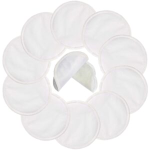 PINOWU Reusable Nursing Pads (10 Pack) for Breastfeeding Moms - 4.7 inch Washable Breastfeeding Nipple Pad for Maternity with Laundry Bag