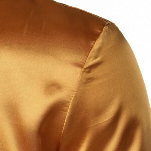 ZEROYAA Men's Luxury Shiny Silk Like Satin Button Up Dress Shirts ZLCL14-Gold Medium