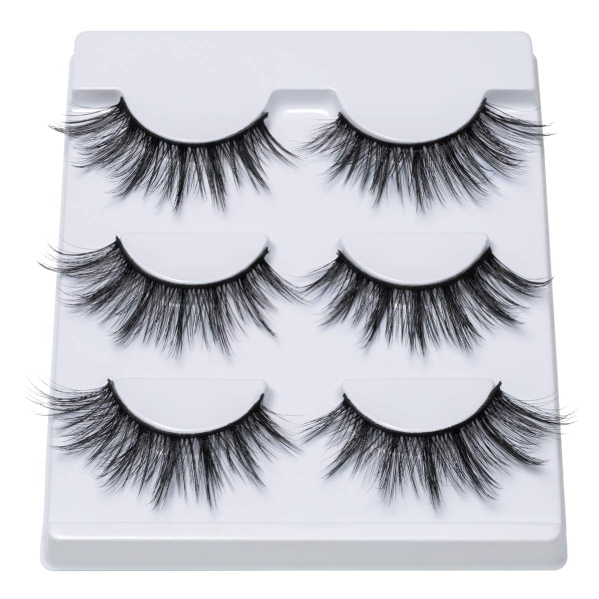 DYSILK Eyelashes Mink Lashes Fluffy- Cat Eye Lashes 3 Pairs 6D Mink Lashes Wispy Eyelashes Lashes That Look Like Extensions Lashes Set Reusable Lashes Pack Eye Lashes |001-0.7 inch