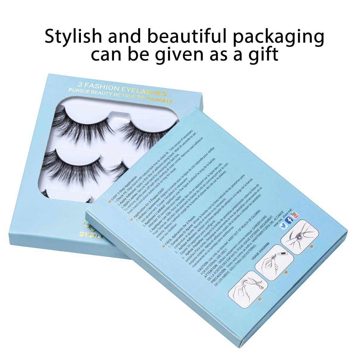 DYSILK Eyelashes Mink Lashes Fluffy- Cat Eye Lashes 3 Pairs 6D Mink Lashes Wispy Eyelashes Lashes That Look Like Extensions Lashes Set Reusable Lashes Pack Eye Lashes |001-0.7 inch