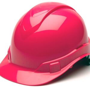 Pyramex Ridgeline Cap Style Hard Hat, 4-Point Ratchet Suspension, Hi-Vis Pink