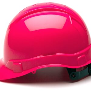 Pyramex Ridgeline Cap Style Hard Hat, 4-Point Ratchet Suspension, Hi-Vis Pink