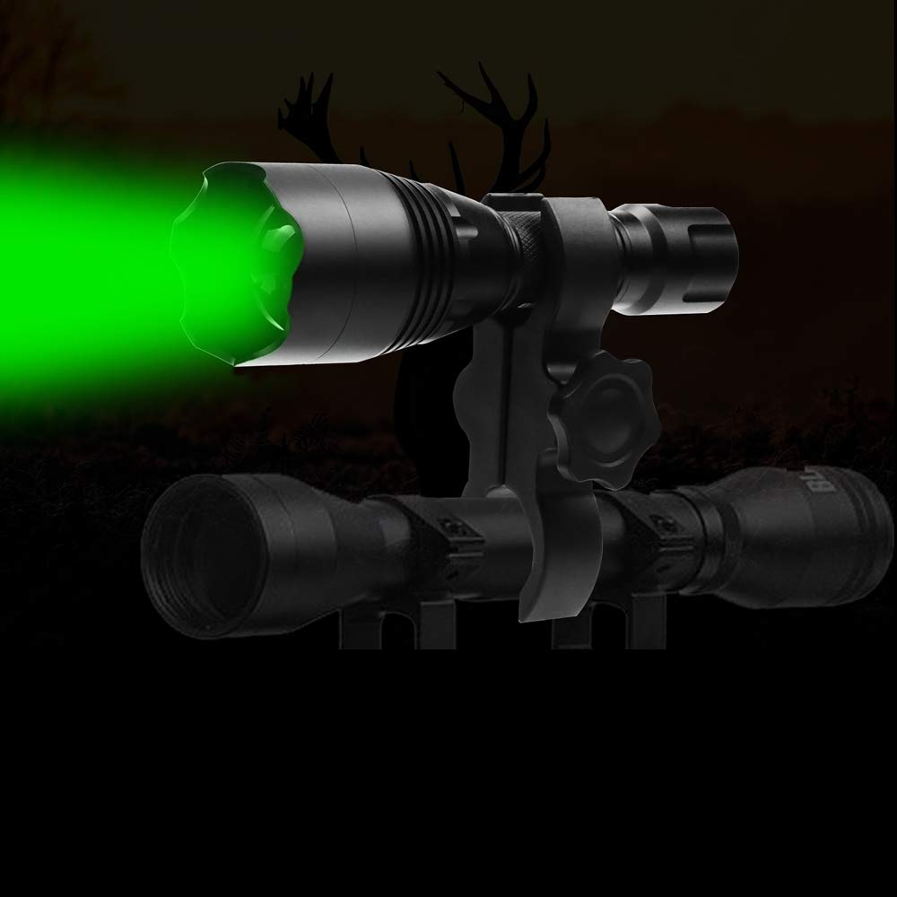 BIZOOM KL35 Hunting Flashlight Kit Zoomable Long Range Red Green LED Predator Light for Coyotes, Varmints