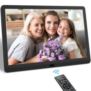 digital picture frame, 10 inch digital photo frame with remote control, 1920x1080 hd ips screen, slideshow, video, music, photo deletion, non-wifi sd card, easy to use for seniors