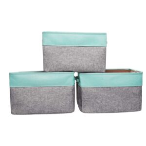 hokemp large foldable storage bins [3-pack] -14.9 x 10.6 x 9 inch storage basket collapsible durable organizer bin with carry handles for nursery, home closet, toys, towels, laundry (teal)