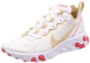 nike women's react element 55 running shoes (7, desert ore/white)