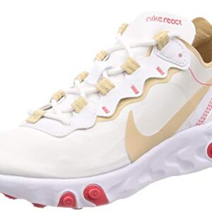 Nike Women's React Element 55 Running Shoes (7, Desert Ore/White)