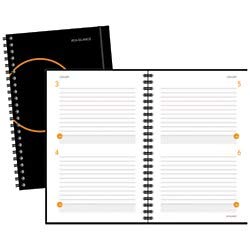 at-a-glance plan.write.remember. 2-days-per-page planning notebook, 6" x 9", black