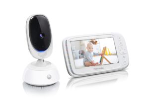 motorola comfort75 video baby monitor - infant wireless camera with remote pan, digital zoom, temperature sensor - 5 inch lcd color screen display with two-way intercom, night vision - 1000ft range