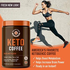 Rapid Fire Ketogenic Fair Trade Instant Keto Coffee Mix, Supports Energy, Metabolism Support, Grass Fed Butter, MCTs & Himalayan Salt, 15 servings, Hazelnut Flavor, 7.93 Ounce