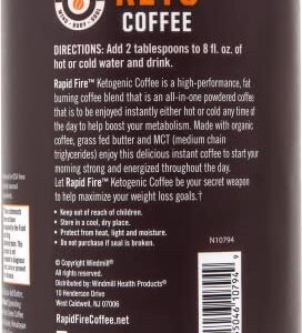 Rapid Fire Ketogenic Fair Trade Instant Keto Coffee Mix, Supports Energy, Metabolism Support, Grass Fed Butter, MCTs & Himalayan Salt, 15 servings, Hazelnut Flavor, 7.93 Ounce