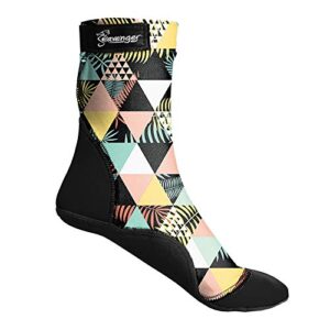 seavenger seasnugs beach socks | sand skins for outdoor volleyball and soccer | kids, mens, womens (geometric palm, large)