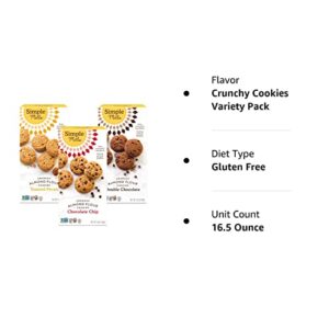 Simple Mills Almond Flour Crunchy Cookies Variety Pack (Chocolate Chip, Double Chocolate Chip, Toasted Pecan) - Gluten Free, Vegan, Healthy Snacks, Made with Organic Coconut Oil, 5.5 Ounce (Pack of 3)