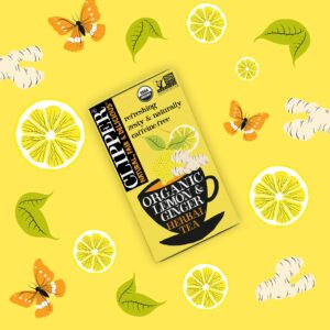 Clipper Tea, Lemon & Ginger, Organic Tea with Ginger Root and Lemongrass, Plant Based Herbal Tea, Caffeine-Free British Tea, 1 Pack, 20 Unbleached Tea Bags