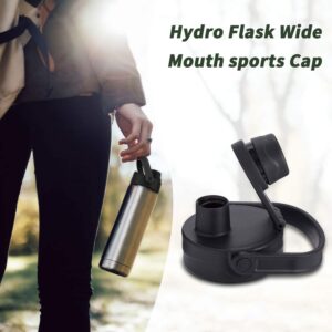 Bottle Bottle Wide Mouth Sports Cap Hydroflask Lid for 12 OZ, 18 OZ, 20 OZ, 32OZ, 40OZ Bottles Leak-Proof Twist Spout Replacement Lid with Handle (Black)