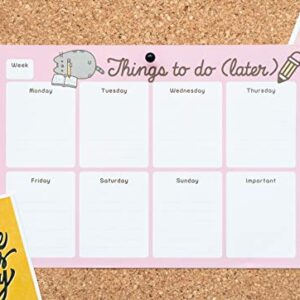 Pusheen Desk Pad A4 with Daily, Weekly and Monthly Calendar, Desktop Planner, Desktop Note Pad, 54 Undated Tear Off Sheets, 8.3 x 11.7 inches, To Do List - Kawaii Stationery