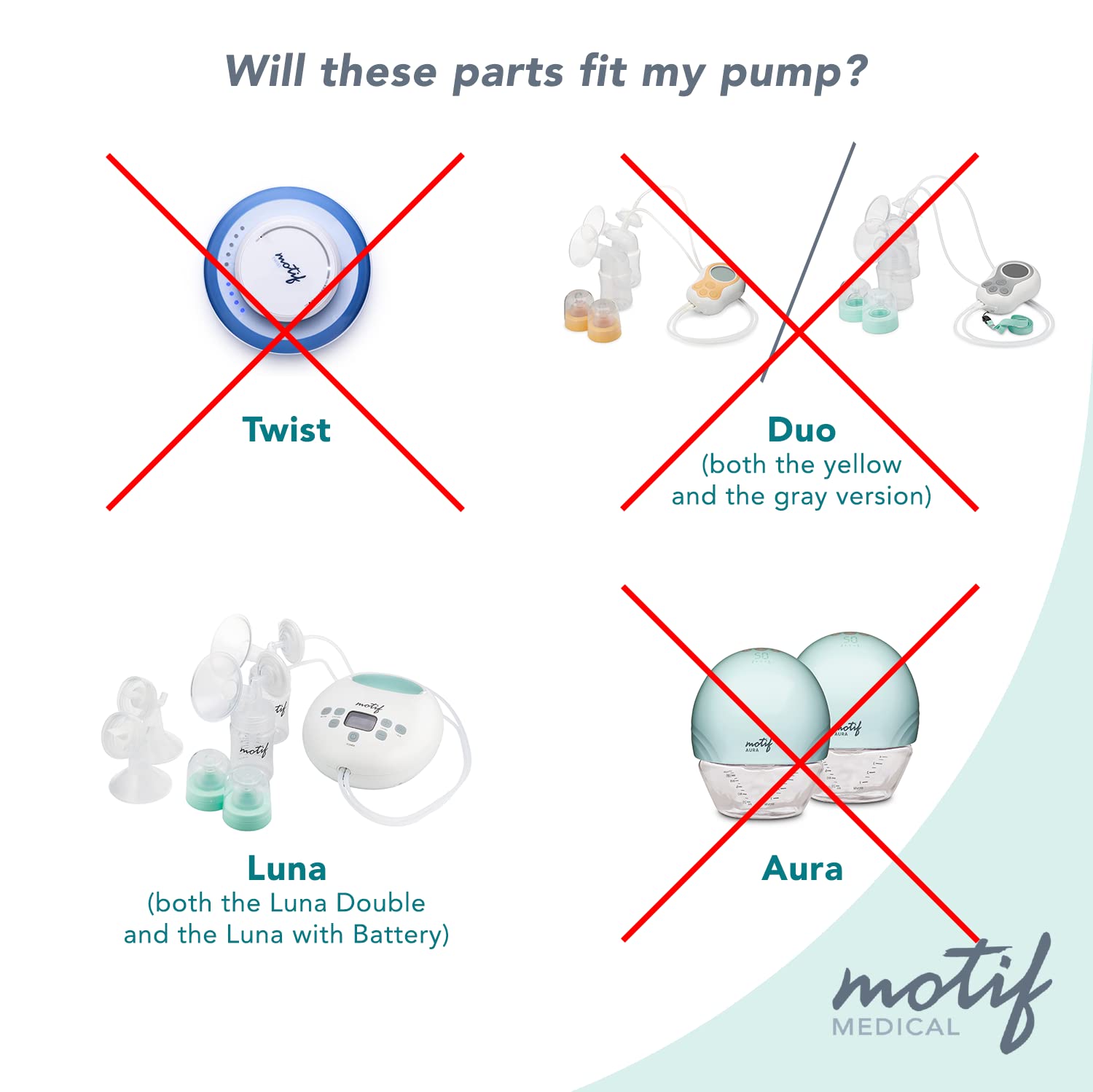 Motif Medical, Luna Valves, Replacement Parts for Luna Breast Pump - Set of 2