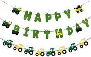 green tractor birthday banner set with tractor garland banner for tractor farm themed birthday party supplies decorations