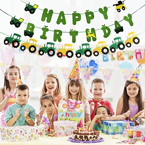 Green Tractor Birthday Banner Set with Tractor Garland Banner for Tractor Farm Themed Birthday Party Supplies Decorations