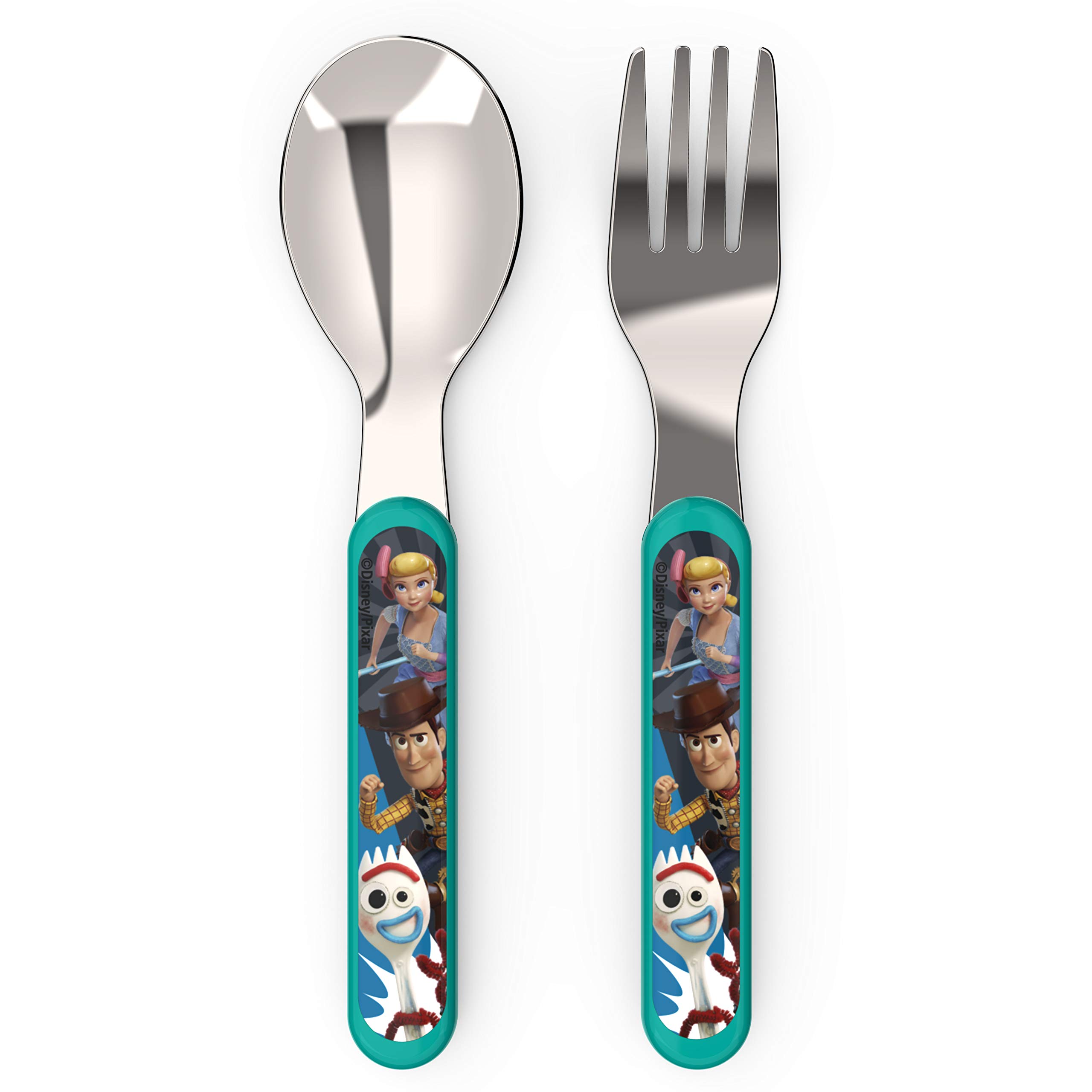 zak! Disney and Pixar Toy Story 4 - 5-Piece Dinnerware Set - Durable Plastic & Stainless Steel - Includes Water Bottle, 8-Inch Plate, 6-Inch Bowl, Fork & Spoon - Suitable for Kids Ages 3+