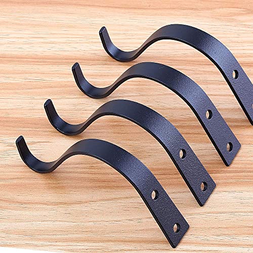 Elwiya 4 Pack Rustic Iron Wall Hooks for Hanging Lanterns Coats Mason Jar Sconces, Heavy-Duty Metal Hooks for Plant Hangers Lights and Artworks，Vintage Home Decor Indoor & Outdoor