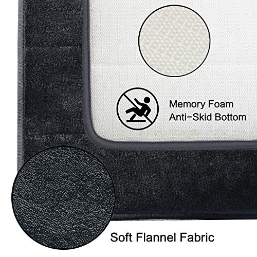 Betus U-Shaped Contour Memory Foam Toilet Mat - Non-Slip Backing, Water Absorbent, Machine Washable, Super Cozy - Luxurious Velvet Comfort Washroom Rug - 16"x24" (Black)