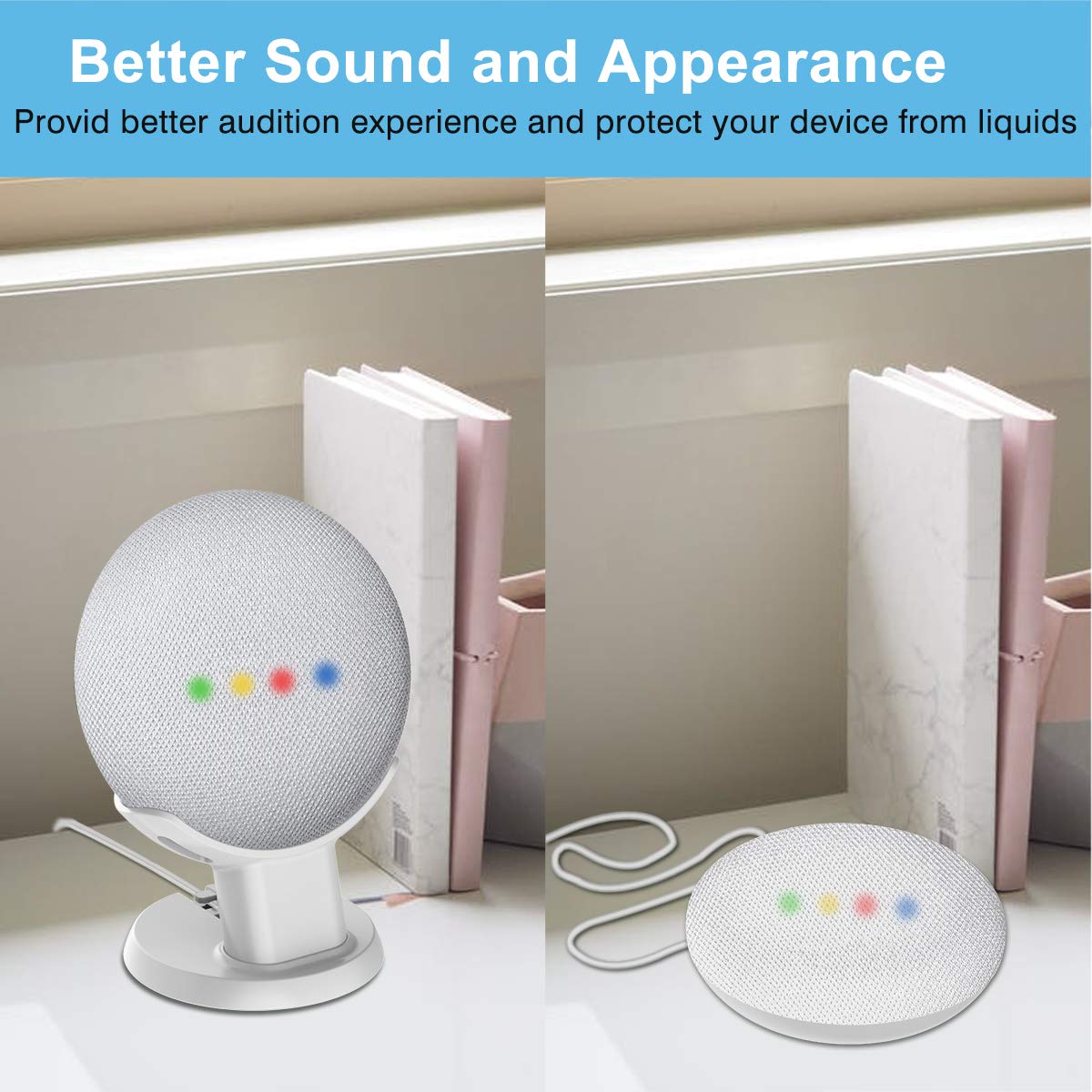 SPORTLINK Pedestal for Nest Mini (2nd Gen) and Google Home Mini (1st Generation) Improves Sound Visibility and Appearance - A Must Have Mount Holder Stand for Nest Mini (2nd Gen)/ Home Mini (2pack)