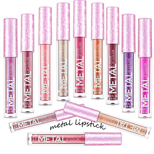 Glitter Shimmer Liquid Lipstick Set 12 Colors Shinning and Long Lasting Waterproof Colourful Lip Gloss Set (12 PCS)