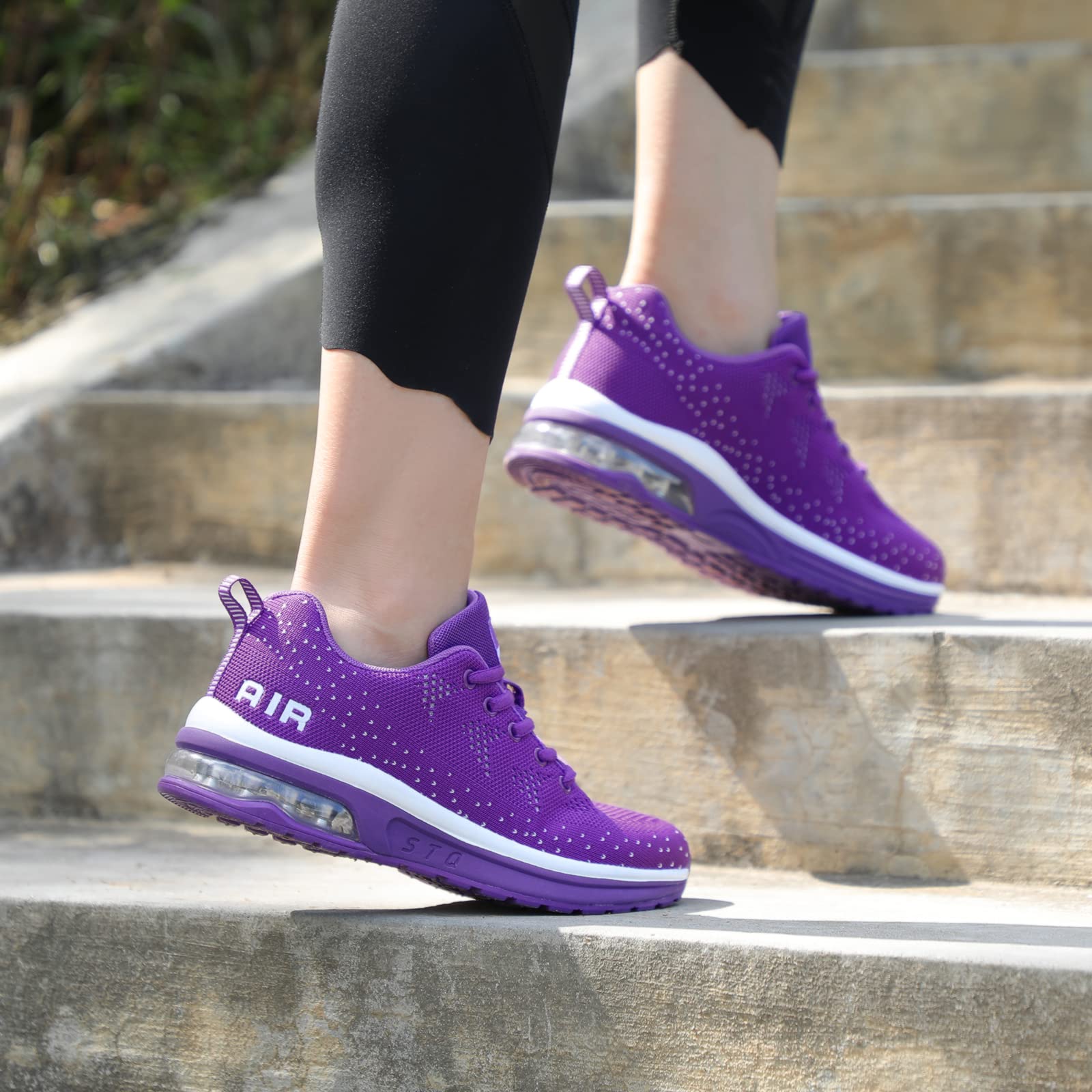 Women's Road Running Sneakers Fashion Sport Air Fitness Workout Gym Jogging Walking Shoes 8 Purple