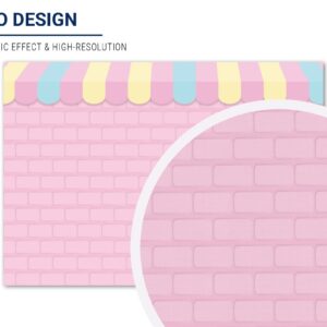 Allenjoy 7x5ft Pink Brick Wall Ice Cream Shop Backdrop for Birthday Party Baby Girl Shower Decorations Photography Background Photo Booth Cake Table Banner