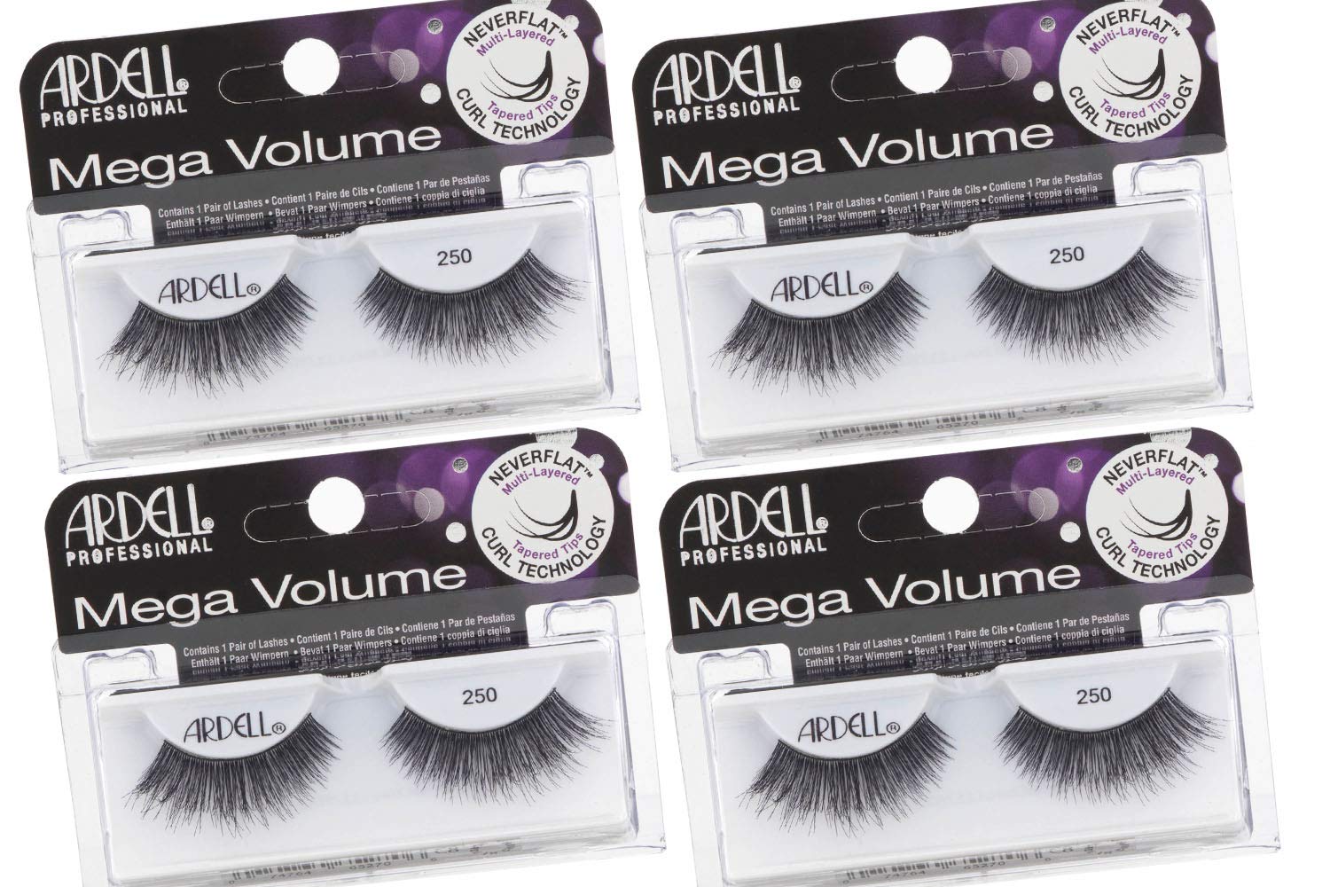 Ardell Mega Volume Lash 250 Multi-Layered False Lashes with Curl Technology, 4 pairs