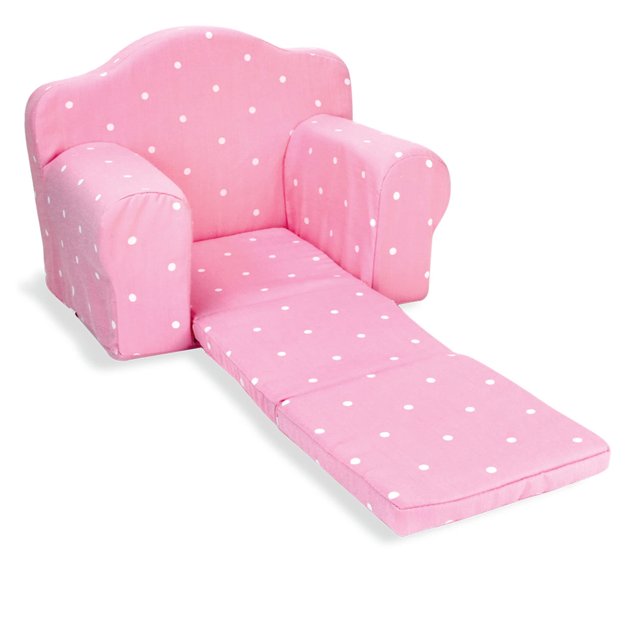 Sophia's 2-in-1 Plush Polka Dot Pull-Out Sleeper Chair Converts to Single Bed for 18'' Dolls, Light Pink