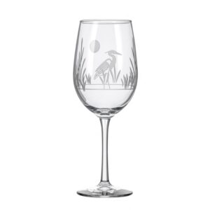 Rolf Glass Heron White Wine Glass 12 ounce - Stemmed Wine Glass Set of 4 Lead-Free Glass - Diamond Wheel Etched Wine Glasses – Proudly Made in the USA