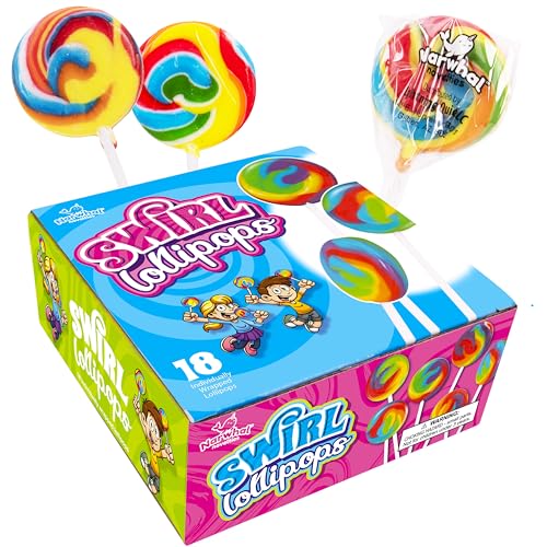 Mixed Fruit Flavor Large Rainbow Lollipops Candy Suckers | Fat/Gluten Free Fruit Allergy Friendly, No Artificial Flavors | Individually Wrapped Lollipop Sticks for Birthdays, Gender Reveal Shower, Party Favors, Bulk Pack