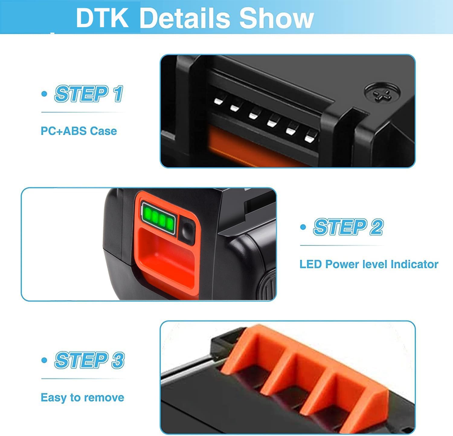 DTK 3.5Ah 40V MAX Battery Replacement for Black and Decker 40V Lithium Battery LBX2040 LBX36 LBXR36 LBXR2036 LST540 LST136W Replacement for Black&Decker 40V Lithium Battery