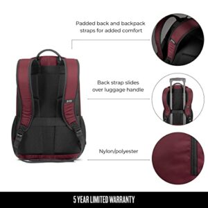 Solo New York VAR704-60 Varsity Region Backpack for Women and Men, Fits 15.6-inch Laptop and Notebook Perfect for Business, Travel, School and College – Burgundy