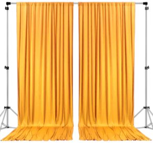 ak trading co. 10 feet x 8 feet ifr polyester backdrop drapes curtains panels with rod pockets - wedding ceremony party home window decorations - marigold
