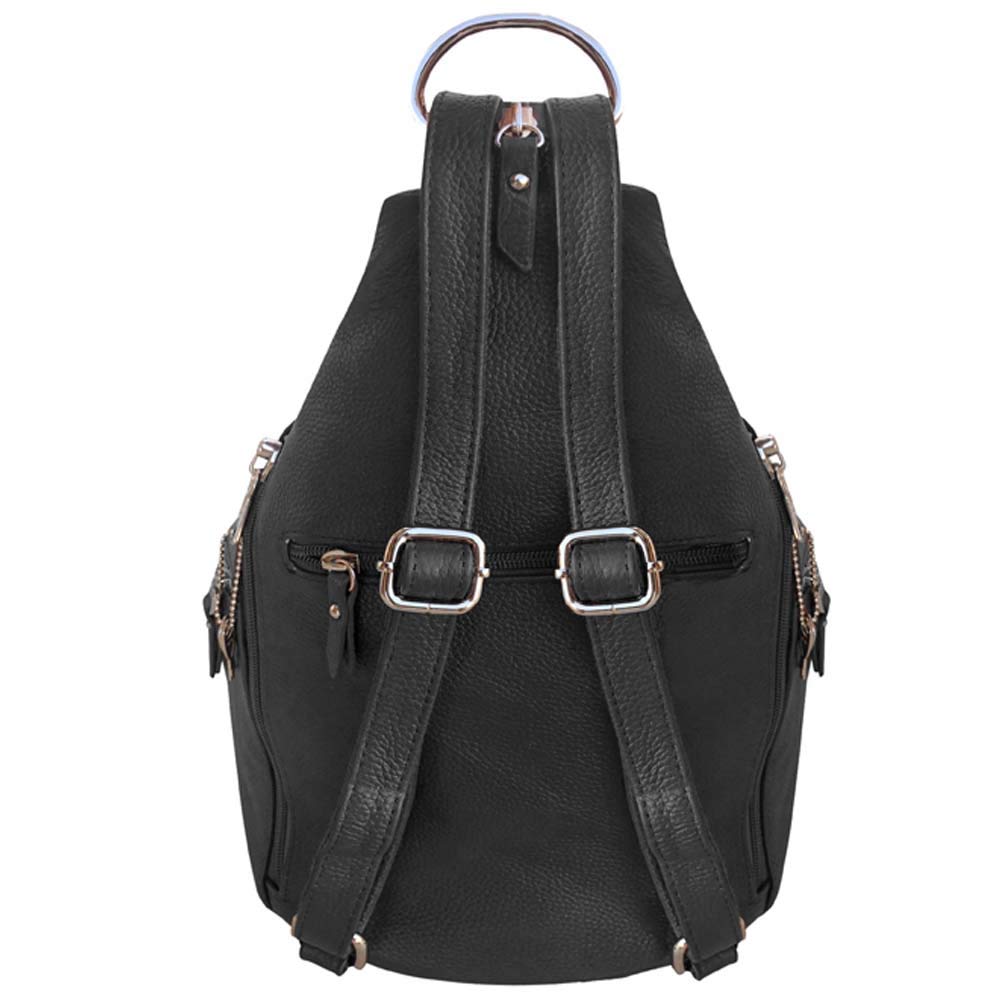 Roma Leathers Concealment Backpack - Premium Black Cowhide Leather - Dual Entry Gun Compartment - YKK Locks - Metal Zippers - Convertible Straps - Multi Pocket Shoulder Bag - Designed in the U.S.A.