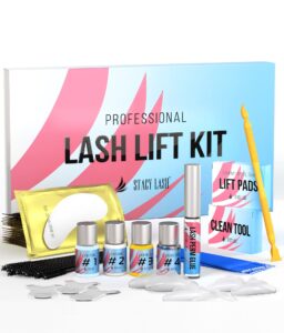 stacy lash lift kit - professional salon premium quality eyelash perm curling lotion & liquid full lifting set - eyelash perming wave curling semi-permanent
