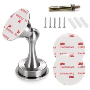 sumnacon magnetic door stopper, heavy duty stainless steel door stop holder come with 3m double-sided adhesive tape & hardware screws,install with adhesive tape or screws on floor wall (silver)