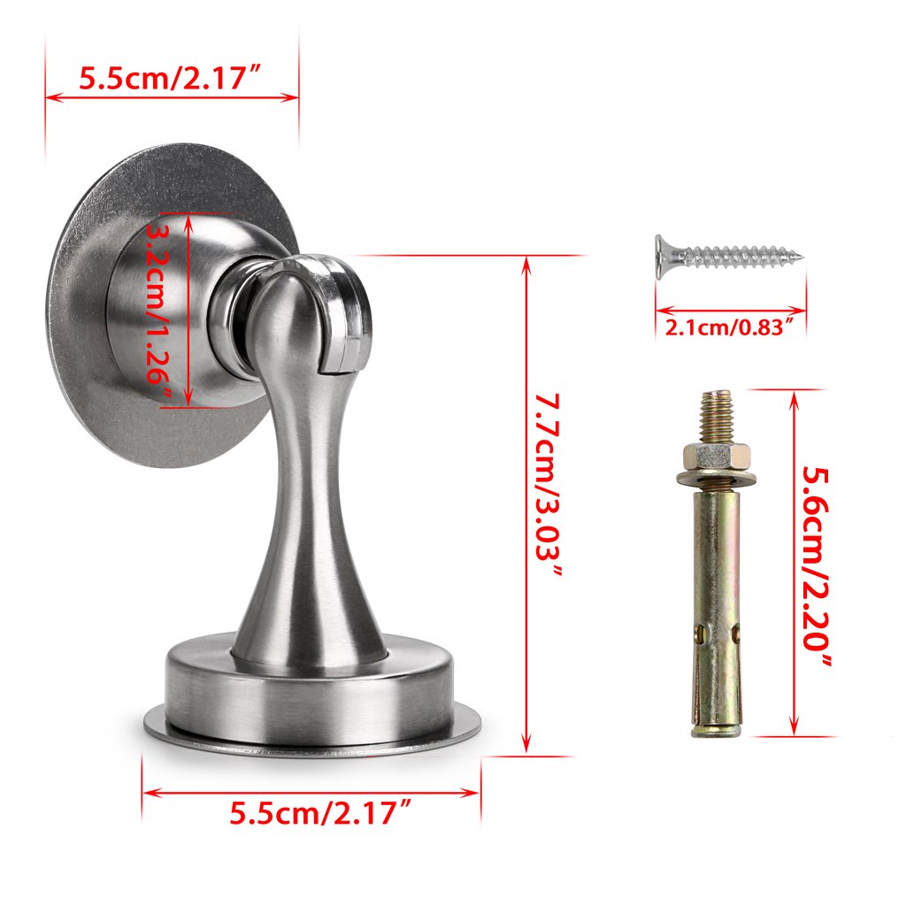 Sumnacon Magnetic Door Stopper, Heavy Duty Stainless Steel Door Stop Holder Come with 3M Double-Sided Adhesive Tape & Hardware Screws,Install with Adhesive Tape Or Screws On Floor Wall (Silver)