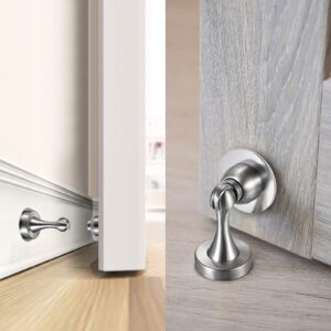 Sumnacon Magnetic Door Stopper, Heavy Duty Stainless Steel Door Stop Holder Come with 3M Double-Sided Adhesive Tape & Hardware Screws,Install with Adhesive Tape Or Screws On Floor Wall (Silver)