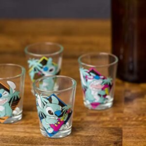 Silver Buffalo Lilo and Stitch Pastel 4pc Mini Glass Set, 1.5-Ounces