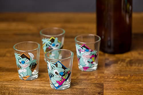 Silver Buffalo Lilo and Stitch Pastel 4pc Mini Glass Set, 1.5-Ounces